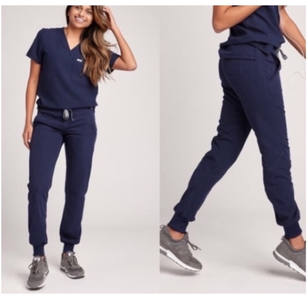 Figs Technical Scrub Joggers Size Large Tall Navy Blue Nursing